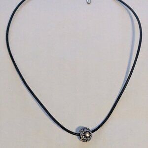 PANDORA ALE Black Corded "Inner Radiance" Charm 925 Sterling Silver Necklace